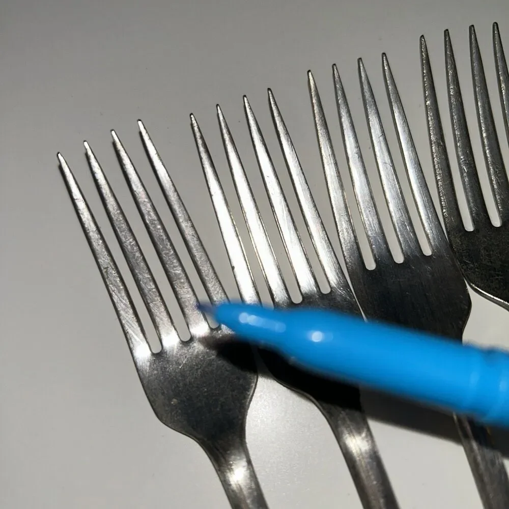 Vtg Carlton Fork Set Silver Plate 4 FLAWED Heavy scratched ,tarnished Unpolished